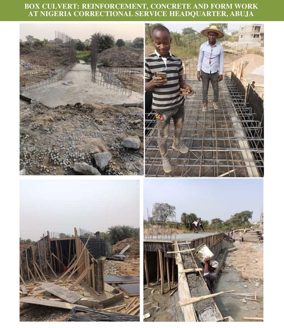 Box Culvert: Reinforcement, Concrete and Form Work at Nigeria Correctional Service Headquarter, Abuja