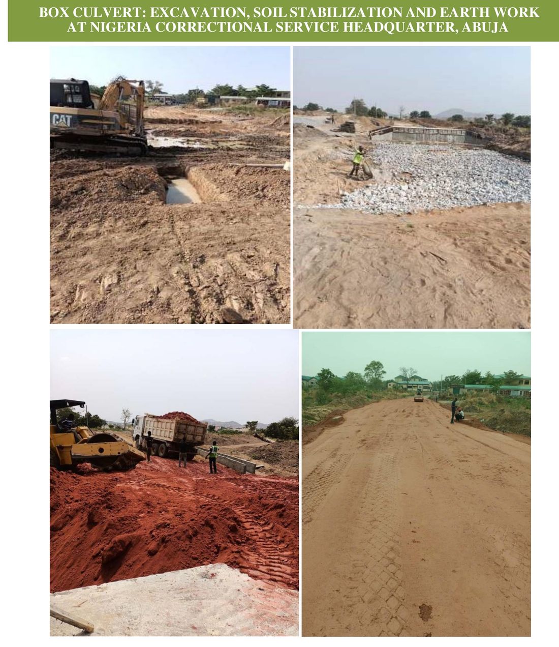 Box Culvert: Excavation, Soil Stabilization and Earth Work at Nigeria Correctional Service Headquarter, Abuja