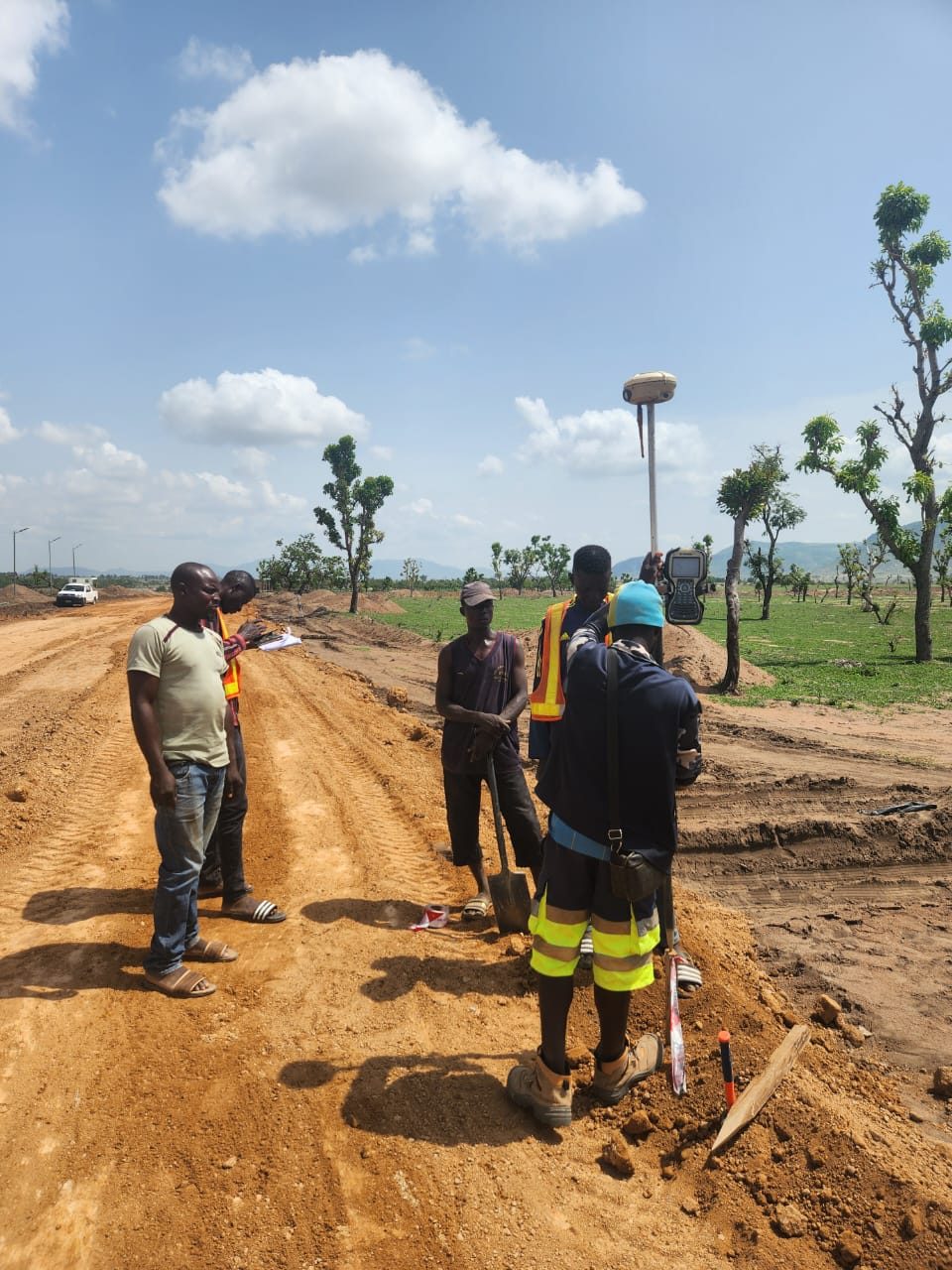 Site surveying and setting out along an access road, Abuja